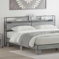 Opberghoofdbord met plank Grijs sonoma 200 cm Bewerkt hout