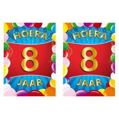 Verjaardag deurposter - 2x - 8 jaar - multi - 59 x 84 cm - leeftijd feestartikelen Verjaardag deurposter - 2x - 8 jaar - multi - 59 x 84 cm - leeftijd feestartikelen