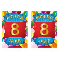 Verjaardag deurposter - 2x - 8 jaar - multi - 59 x 84 cm - leeftijd feestartikelen Verjaardag deurposter - 2x - 8 jaar - multi - 59 x 84 cm - leeftijd feestartikelen