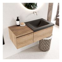 Mondiaz Bukla 100cm badmeubel met module 40 kleur washed oak 2 lades met wastafel rechts zonder kraangat kleur urban