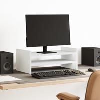 Monitorstandaard 50x27x20 cm bewerkt hout wit Monitorstandaard 50x27x20 cm bewerkt hout wit