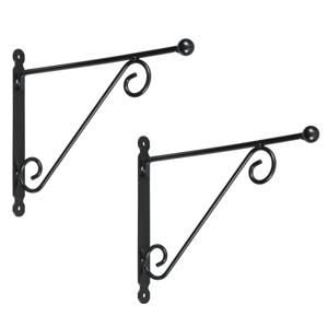 Muurhaken met dubbele sierkrul antraciet 31 x 39 cm - 2x stuks - verzinkt staal - hanging basket haa