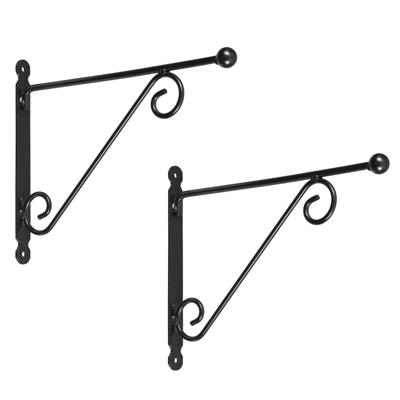 Muurhaken met dubbele sierkrul antraciet 31 x 39 cm - 2x stuks - verzinkt staal - hanging basket haa