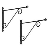 Muurhaken met dubbele sierkrul antraciet 31 x 39 cm - 2x stuks - verzinkt staal - hanging basket haa