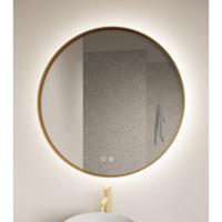 Badkamerspiegel Athena | 60 cm | Rond | Indirecte LED verlichting | Touch button | Spiegelverwarming | Goud metalen rand - thumbnail