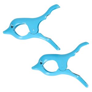 Handdoekklem/handdoek knijpers - dolfijn -A¯A¿A½2x - kunststof - Handdoekknijpers