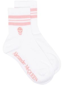 Alexander McQueen chaussettes 3/4 à motif tête de mort - Blanc