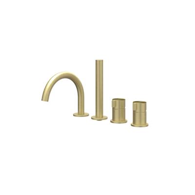 Badrandcombinatie IVY Tribe 4-gats Mengkraan Met Uittrekbare Handdouche Draaibare Uitloop RVS316 Geborsteld Mat Goud PVD