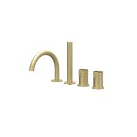 Badrandcombinatie IVY Tribe 4-gats Mengkraan Met Uittrekbare Handdouche Draaibare Uitloop RVS316 Geborsteld Mat Goud PVD Badrandcombinatie IVY Tribe 4-gats Mengkraan Met Uittrekbare Handdouche Draaibare Uitloop RVS316 Geborsteld Mat Goud PVD