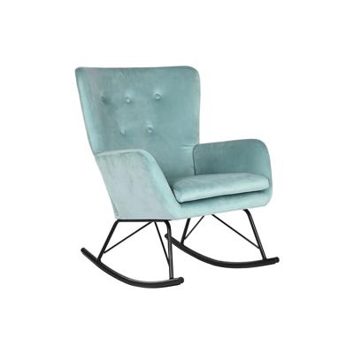 Schommelstoel Home ESPRIT Zwart Hemelsblauw Polyester Metaal 68 x 90 x 92 cm