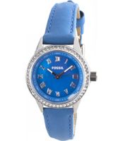 Horlogeband Fossil BQ1103 Leder Blauw 12mm