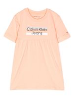 Calvin Klein Kids robe en coton à logo imprimé - Rose - thumbnail