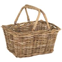 Mega Collections Opbergmand met hengsels - Riet/Rotan - Boodschappen/picknickmand - 46 x 33 x 24 cm
