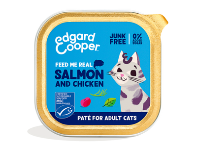 Edgard & Cooper zalm en kip paté kat natvoer kuipjes 16 x 85gr