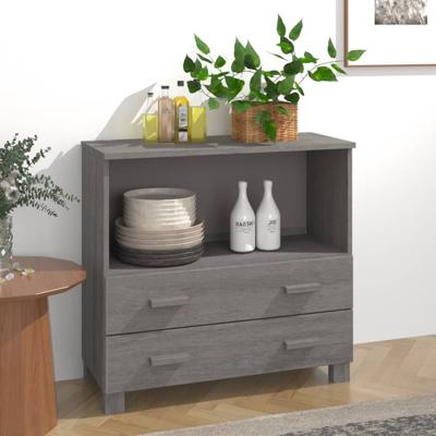 Dressoir HAMAR 85x35x80 cm massief grenenhout lichtgrijs