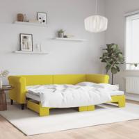 Slaapbank met onderschuifbed 80x200 cm fluweel geel