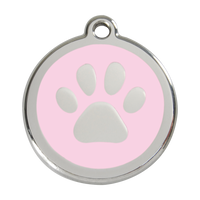 Paw Print Pink roestvrijstalen hondenpenning large/groot dia. 3,8 cm - RedDingo