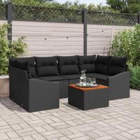 Tuinbankenset met kussen 7 pcs Zwart poly rattan