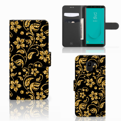 Samsung Galaxy J6 2018 Hoesje Gouden Bloemen Samsung Galaxy J6 2018 Hoesje Gouden Bloemen