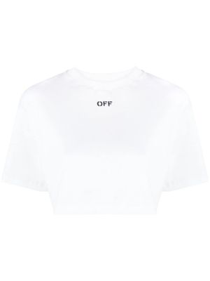Off-White t-shirt crop Off-Stamp - Blanc