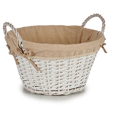 Ronde witte opbergmand met handvatten D45 x H31 cm
