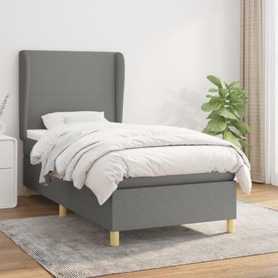 Boxspring met matras stof donkergrijs 100x200 cm