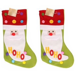 2x stuks kerstsokken met 3D Kerstman 50 cm