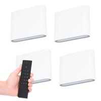 Set van 4 Dallas S LED Wandlampen - Wit - 6 Watt 720 lumen - 3000K warm wit - Up & Down light - IP54 waterdicht - Incl. dimmer met afstandsbediening - Binnen & buiten