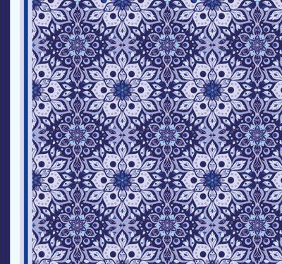 Vintage bloemdessin vinyl tapijt blauw