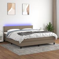 Boxspring met matras en LED stof taupe 180x200 cm