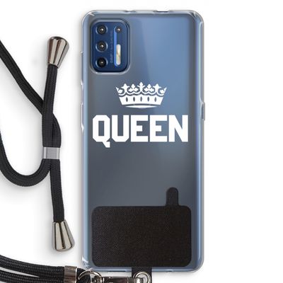Queen zwart: Motorola Moto G9 Plus Transparant Hoesje met koord