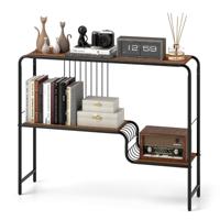 Consoletafel Haltafel met 2 Legplanken en Metalen Frame Ingangstafel met Verstelbare Poten Banktafel Bijzettafel voor Woonkamer Hal