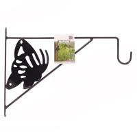 Nature muurhaak decoratief met vlinder grijs h24 x 35 cm - Nature