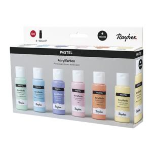 Acrylverf/hobbyverf set - pastel kleuren - 6x tubes van 60 ml - voor kinderen/volwassenen