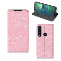 Motorola G8 Plus Smart Cover White Flowers