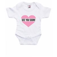 See you soon roze hart gender reveal baby rompertje wit meisjes - thumbnail