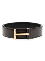 TOM FORD ceinture en cuir à boucle T - Marron