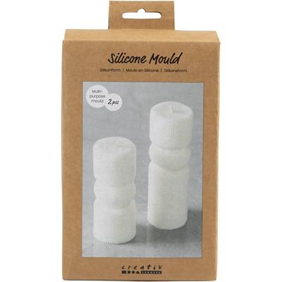 Creativ Company Siliconen vorm, geribbelde cilinder met boog, h: 11+14 cm, d 4+4 cm, 2 stuk/ 1 doos