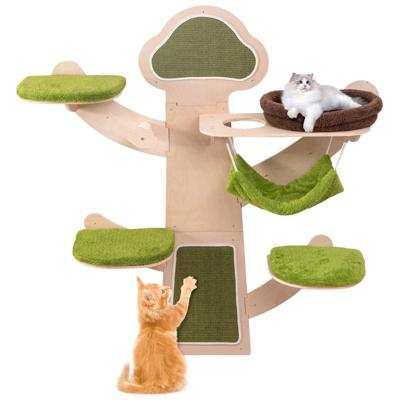 Wandkattenboom Wandkattenplanken met Bed Hangmat Krabpalen en Sisalmat Afwasbare Gevoerde Kussens