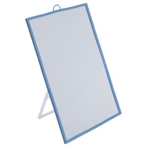 Basic make-up spiegel/scheerspiegel op standaard kunststof 18 x 24 cm blauw   -