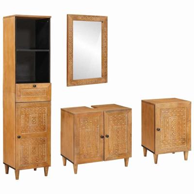 Badkamermeubelset met lade 4 pcs Bruin 38 x 33 x 160 cm