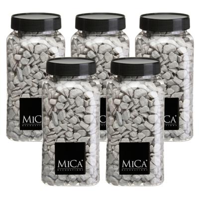 Mica Decorations decoratie steentjes - 5x - grijs - 650ml - hobby steentjes