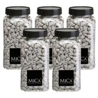Mica Decorations decoratie steentjes - 5x - grijs - 650ml - hobby steentjes