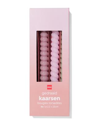 HEMA Huishoudkaarsen ⌀2.2x25cm Draai Roze - 4 Stuks (roze)