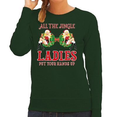 Foute kersttrui / sweater single / jingle ladies groen dames Foute kersttrui / sweater single / jingle ladies groen dames