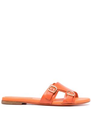 Santoni claquettes en cuir à double boucle - Orange