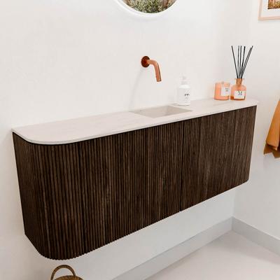 Toiletmeubel Mondiaz Joya Dlux | 113.2 cm | Meubelkleur Walnut | Faye wastafel Meli Wasbak Midden | Zonder kraangat(en)