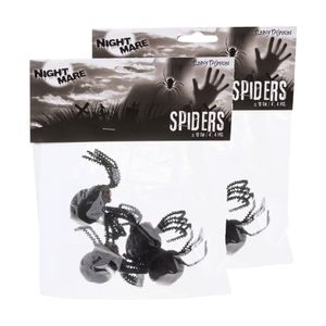 Enge Halloween nep/namaak spinnen - set 8x stuks - zwart - plastic - insecten/dieren