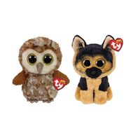 Ty - Knuffel - Beanie Buddy - Percy Owl & Spirit German Shepherd - thumbnail
