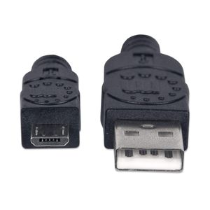 Manhattan USB-kabel USB 2.0 USB-A stekker, USB-micro-B stekker 1.80 m Zwart UL gecertificeerd 307178-CG